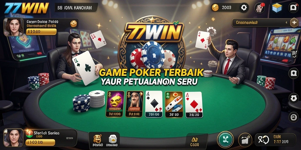 Tampilan utama gameplay Poker di 77WIN yang memikat.