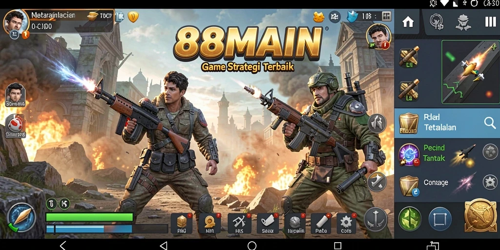 Screenshot gameplay 88MAIN yang menampilkan strategi pertarungan mendebarkan.
