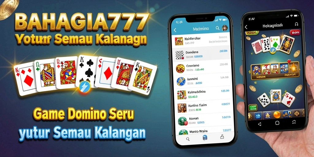 Tampilan gameplay seru dalam BAHAGIA777, bermain domino bersama teman.