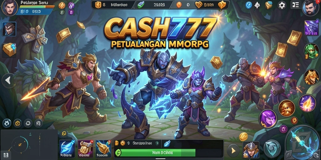 Cuplikan gameplay CASH777 yang menunjukkan pertarungan epik dan interaksi pemain.