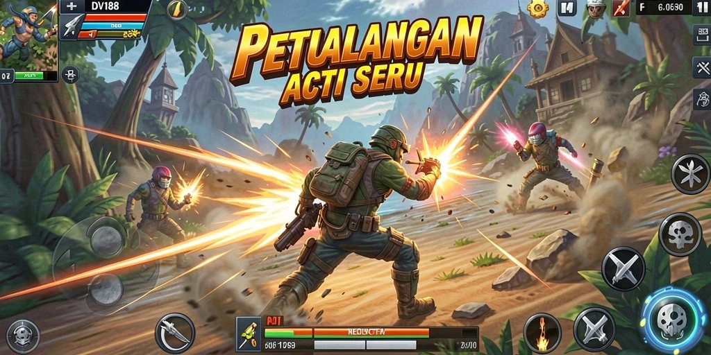 Screenshot gameplay DV188 menunjukkan aksi seru dan pertarungan yang mendebarkan.