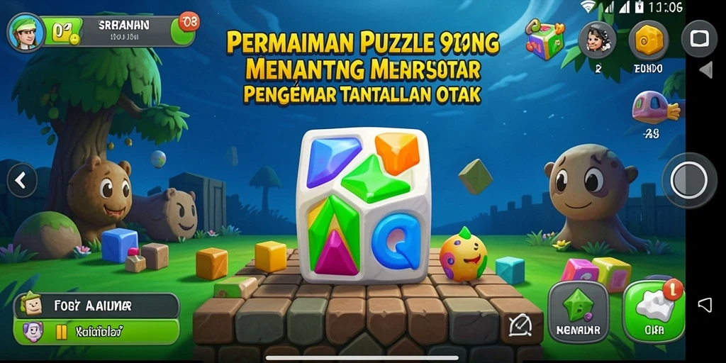 Screenshot permainan F08 menunjukkan gameplay Puzzle yang seru.