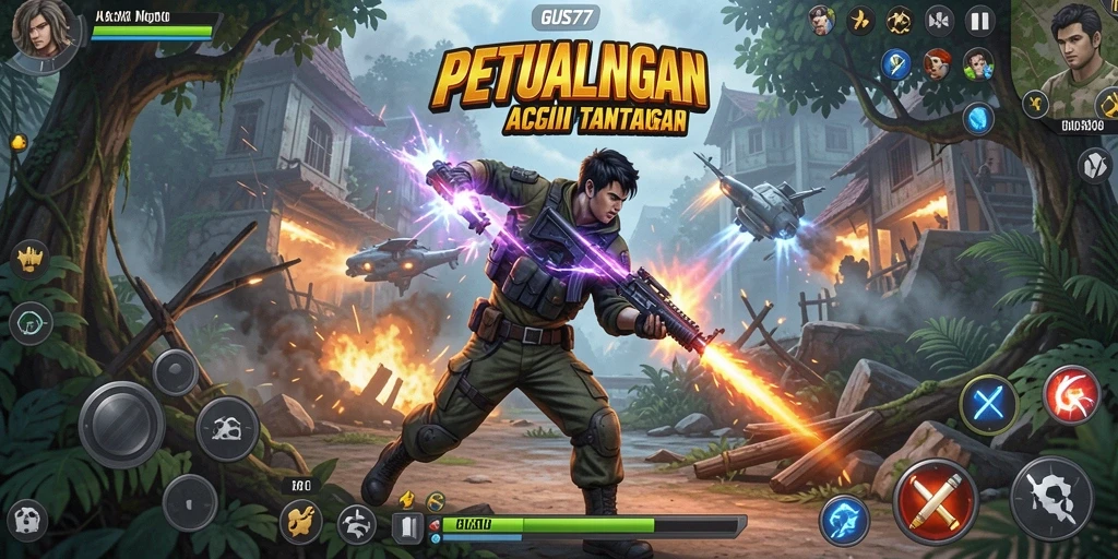 Tangkapan layar GUS77 menampilkan aksi seru dalam pertempuran yang mendebarkan.