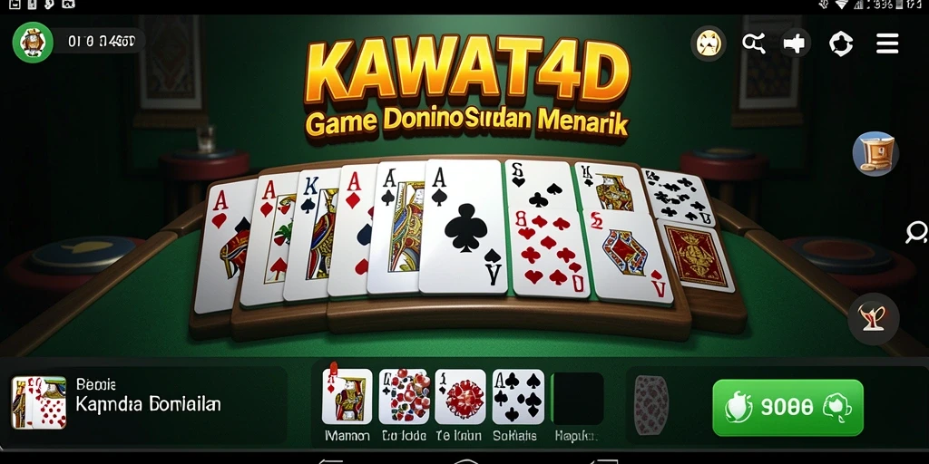 Tampilan gameplay seru dari KAWAT4D dengan berbagai pilihan permainan Domino.
