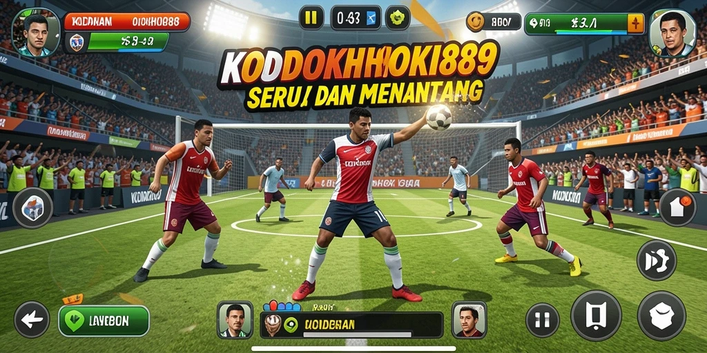Tampilan gameplay KODOKHOKI889 yang seru dan penuh aksi di lapangan olahraga.