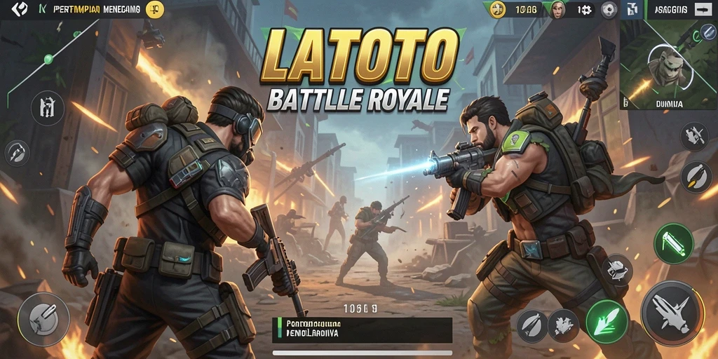 Tampilan gameplay LATOTO yang mendebarkan dalam pertempuran Battle Royale.