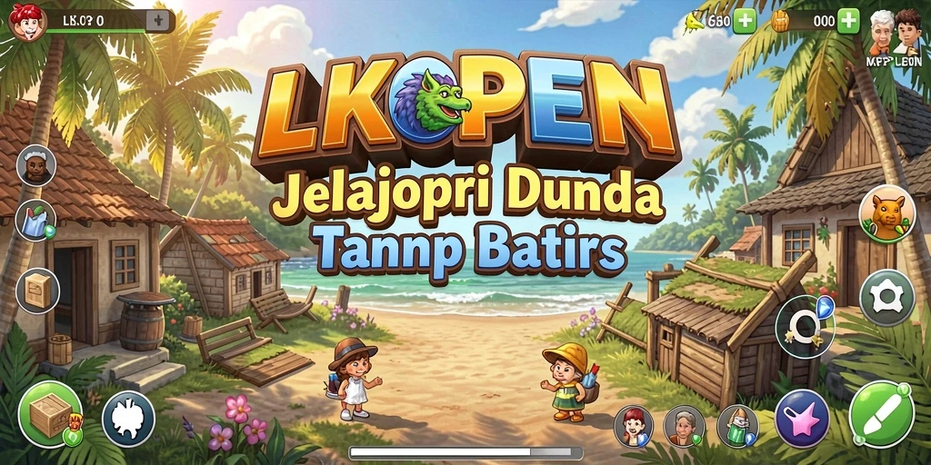 Tampilan gameplay LKOPEN yang menampilkan dunia fantastis dan interaksi karakter.