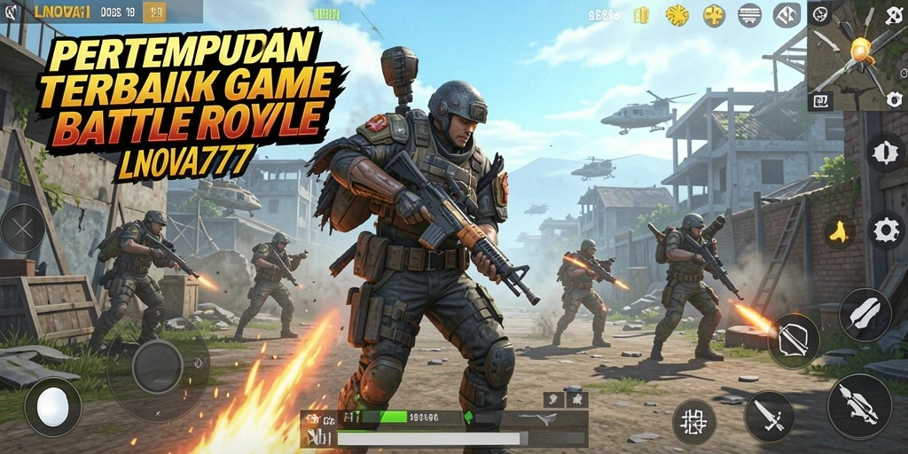 Tangkapan layar LNOVA777 menampilkan aksi pertarungan seru dalam arena Battle Royale.