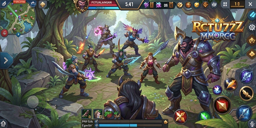 Tampilan gameplay PC777 yang memukau dengan aksi pertarungan MMORPG.