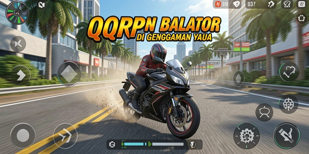 Screenshot utama QQRP menunjukkan intensitas balapan motor yang mendebarkan.