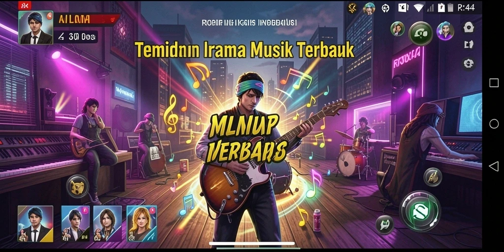 Tampilan gameplay RR44 yang seru dan interaktif dalam musik.