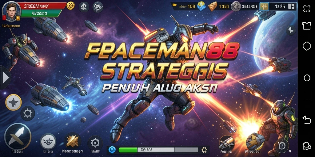 Tampilan pertempuran seru dalam gameplay SPACEMAN88.