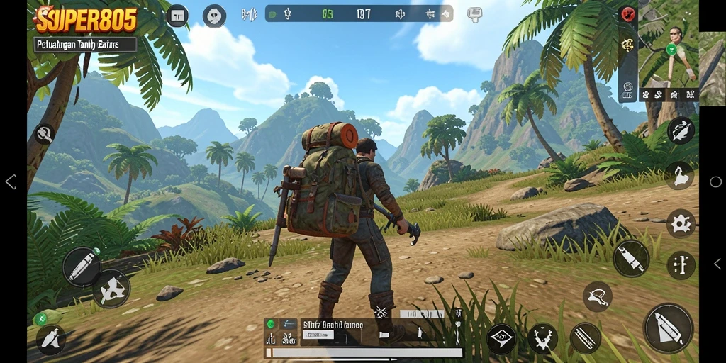 Screenshot SUPER805 menampilkan visual menakjubkan dunia terbuka.