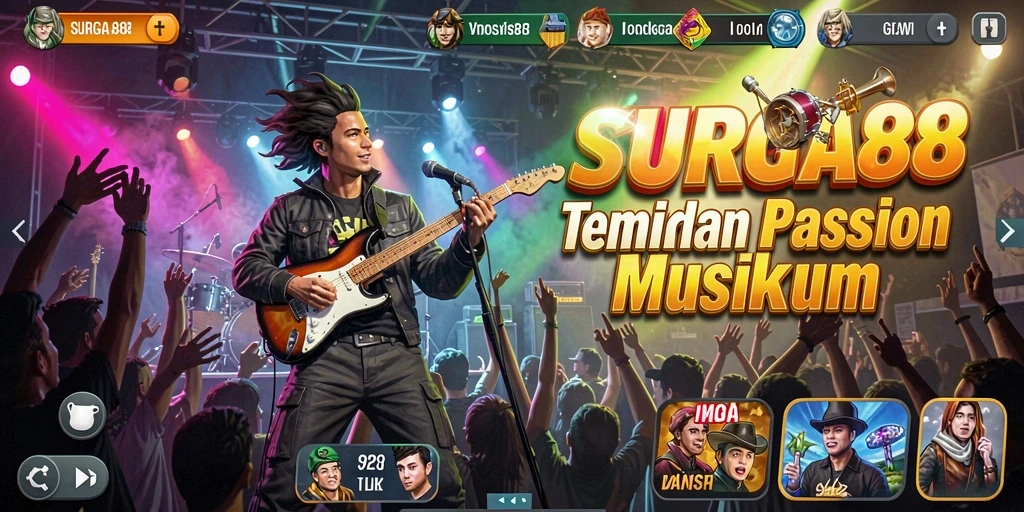 Screenshot gameplay SURGA88 menunjukkan pemain terlibat dalam tantangan musik.