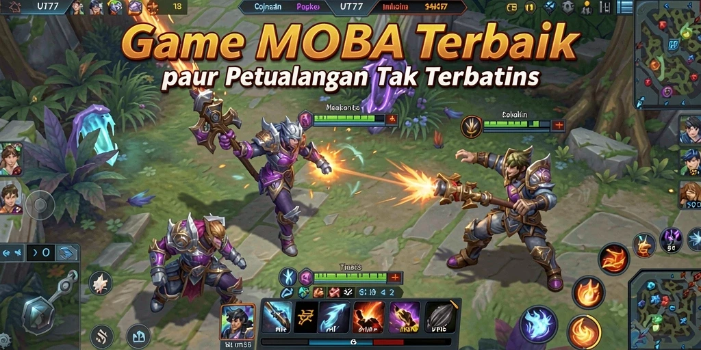Tampilan gameplay seru UT77 dengan aksi pertempuran epik di arena.