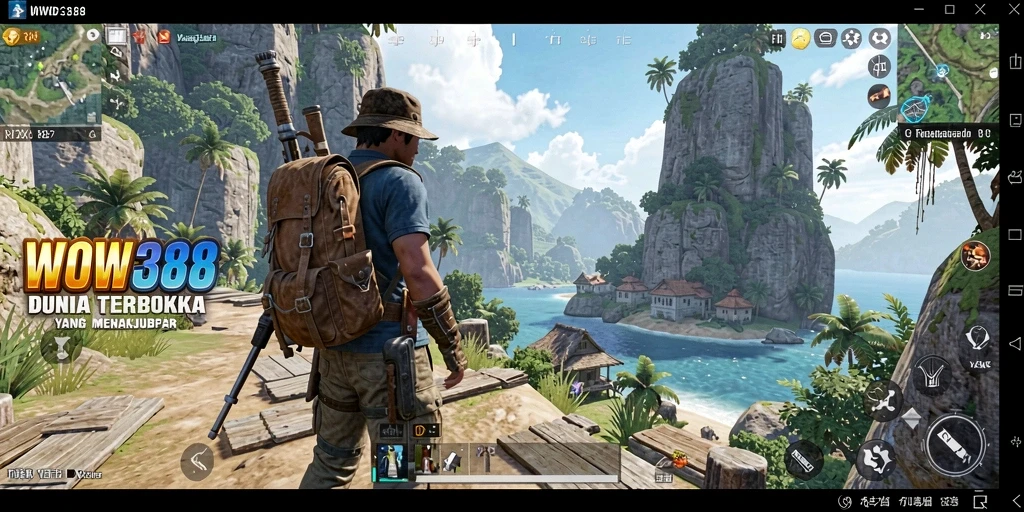 Screenshot WOW388 menunjukkan penjelajahan dalam dunia Open World yang luas.