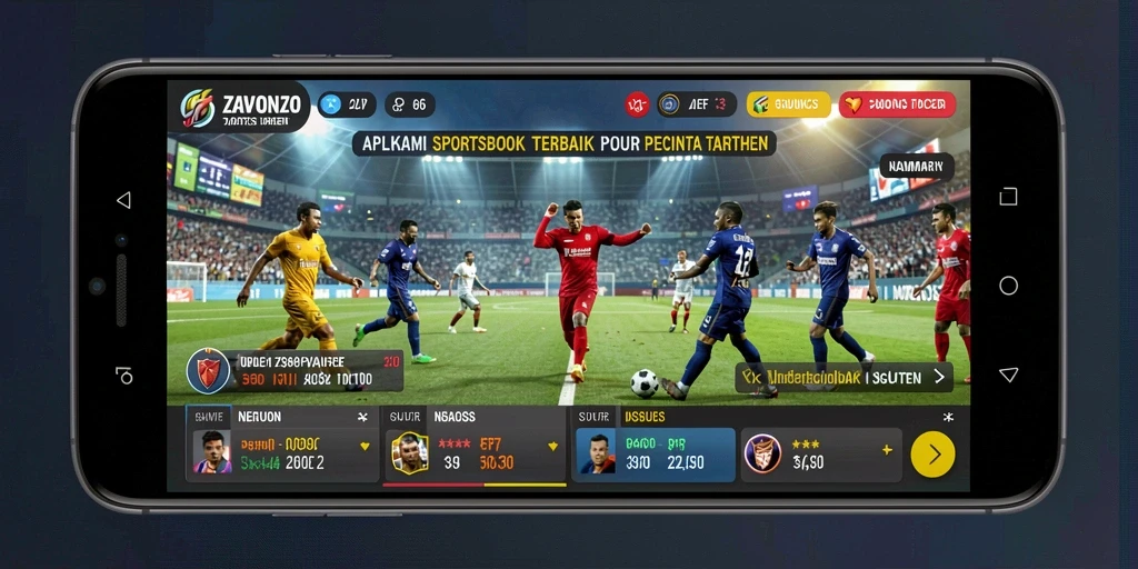 Tampilan screenshot ZAVONZO yang menunjukkan antarmuka aplikasi Sportsbook.