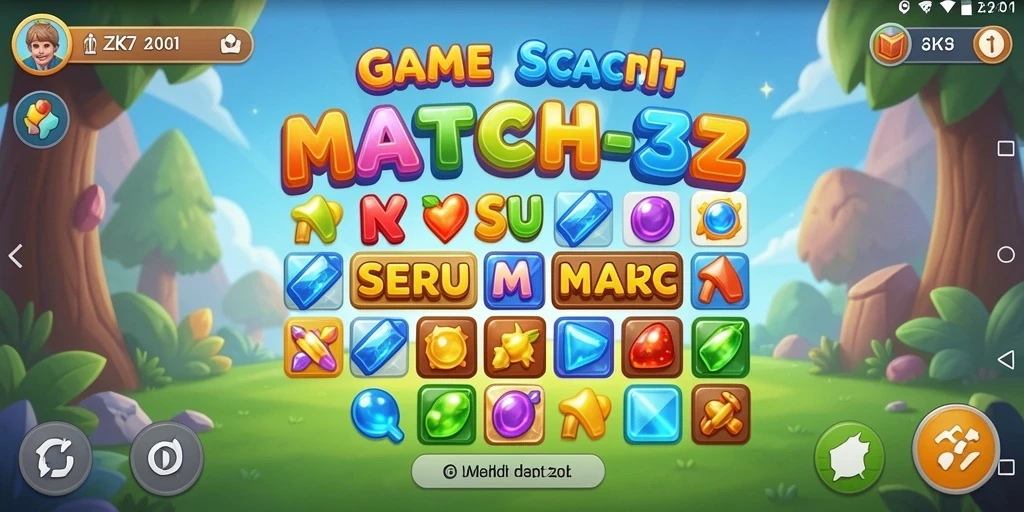 Screenshot gameplay ZK7 menunjukkan kombinasi seru item di papan permainan.